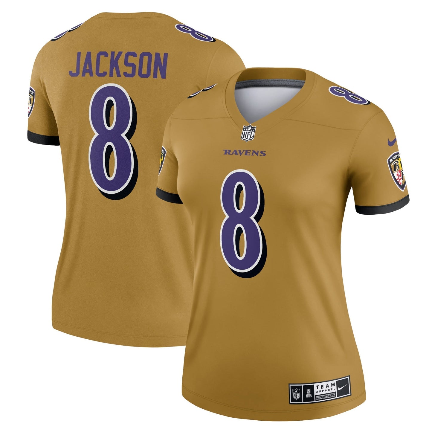Women's Nike Lamar Jackson Gold Baltimore Ravens Inverted Legend Jersey