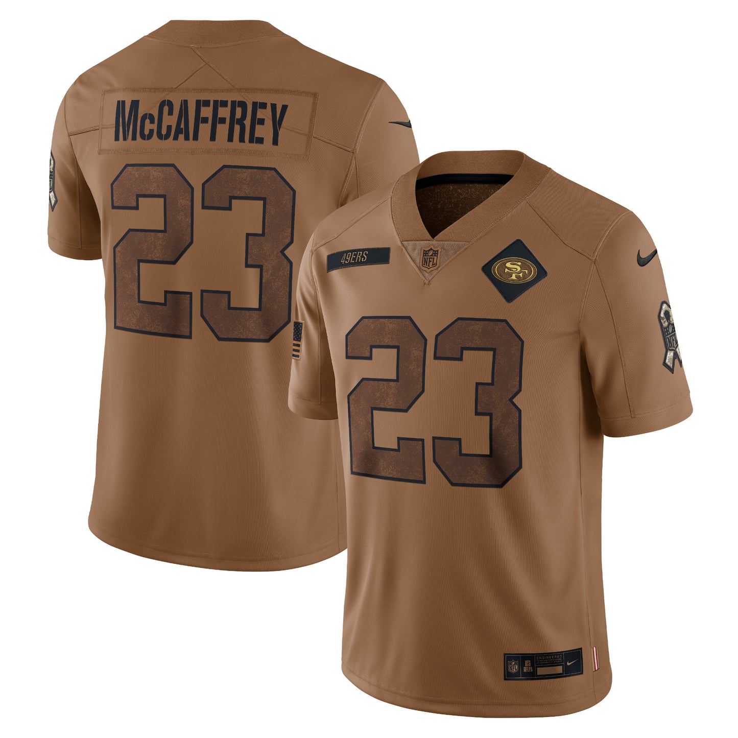 Christian McCaffrey San Francisco 49ers Nike 2023 Salute To Service Limited Jersey - Brown