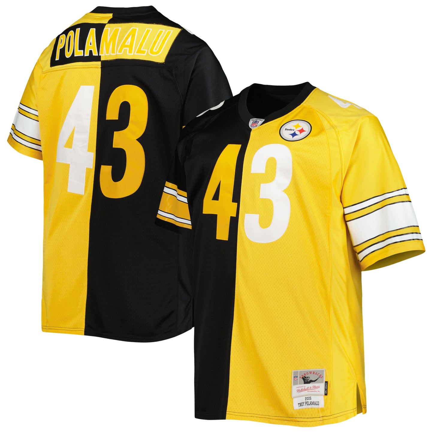 Troy Polamalu Pittsburgh Steelers Mitchell & Ness Big & Tall Split Legacy Retired Player Replica Jersey - Black/Gold