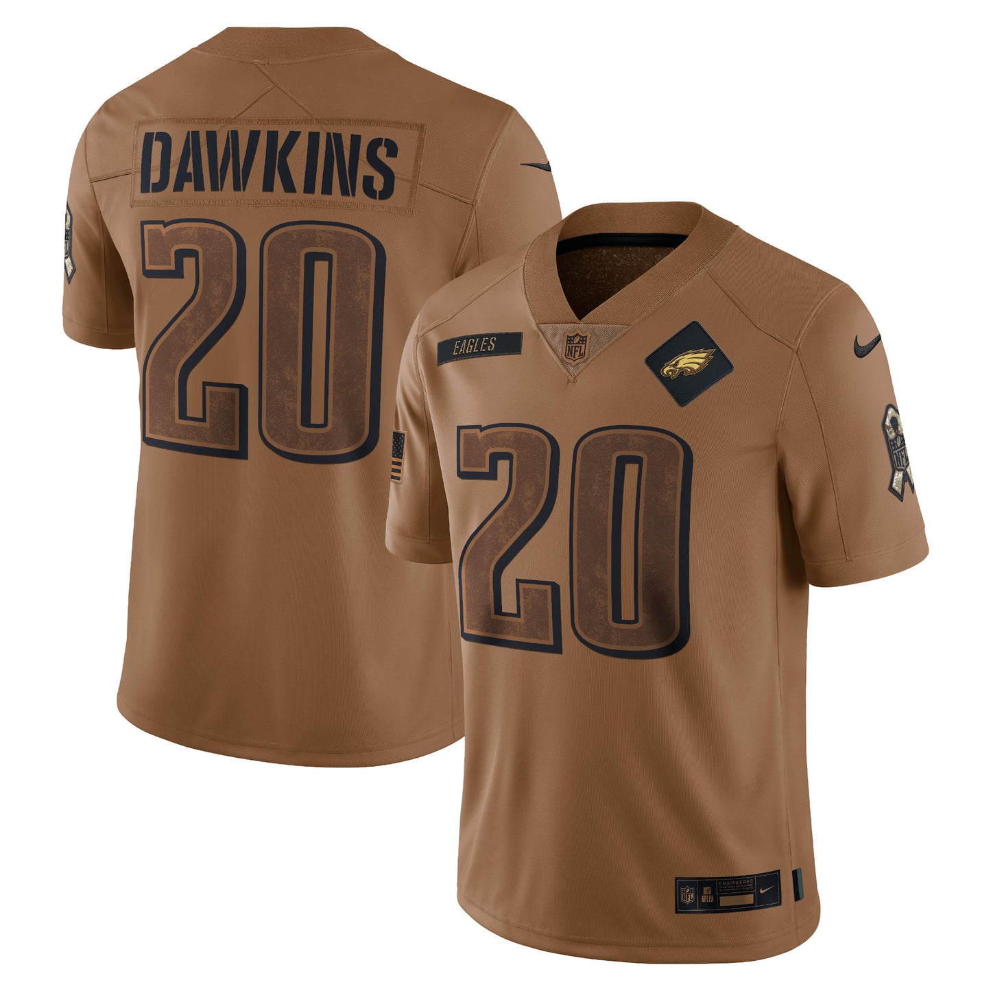 Brian Dawkins Philadelphia Eagles Nike 2023 Salute To Service Retired Player Limited Jersey - Brown