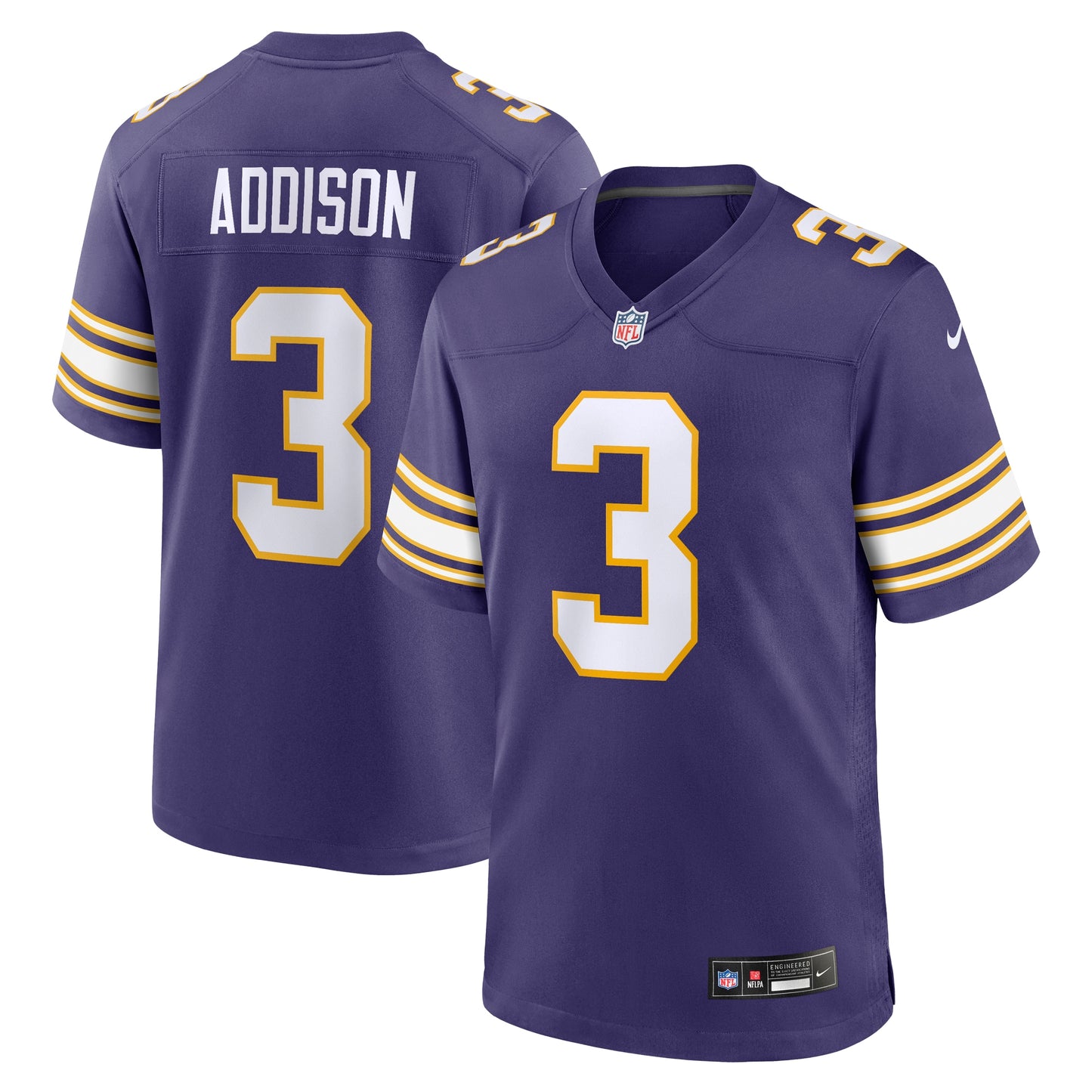 Jordans Addison Minnesota Vikings Nike Classic Player Game Jersey - Purple