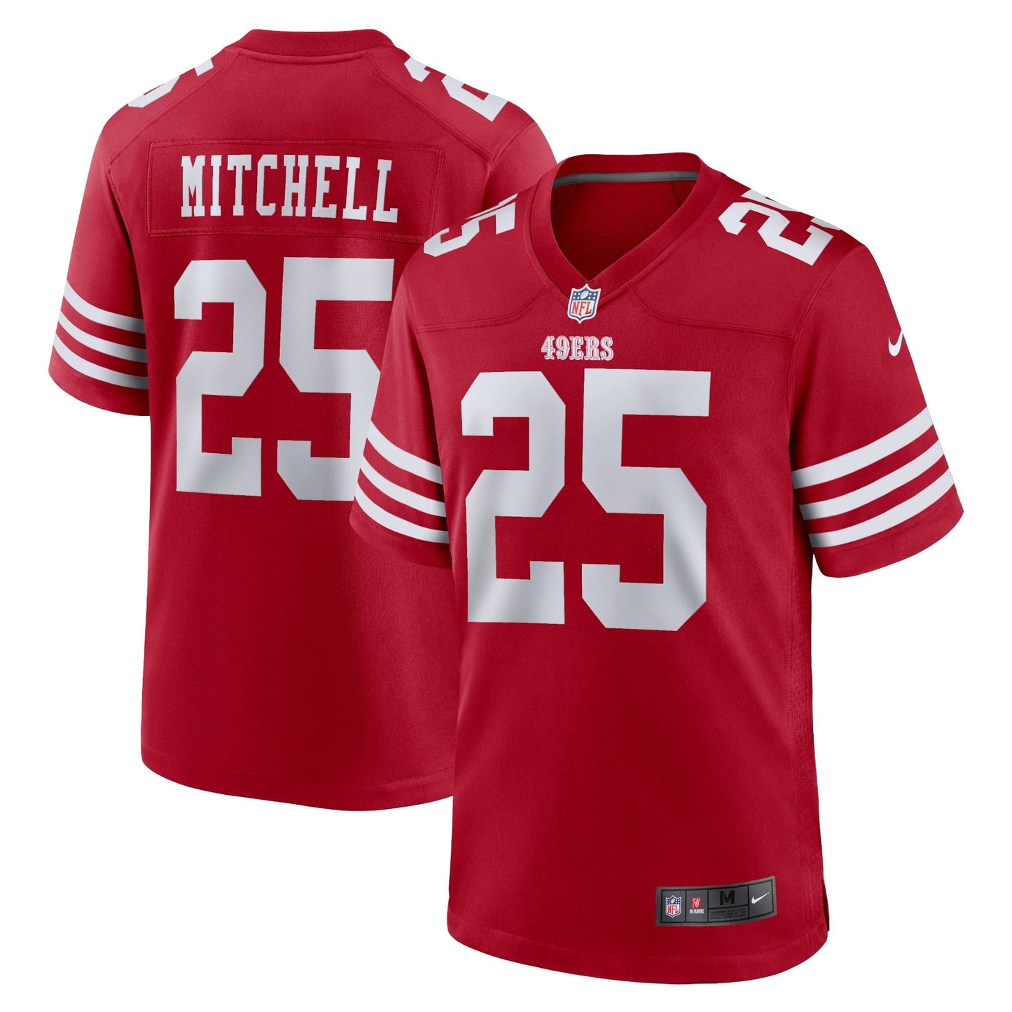 Men's Nike Elijah Mitchell Scarlet San Francisco 49ers Team Player Game Jersey